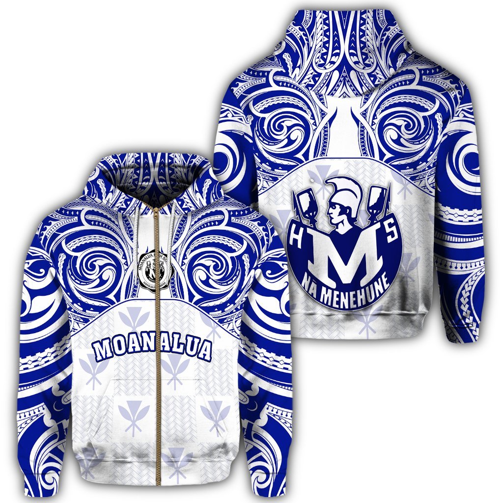 hawaiiZipper Hoodie Kanaka Moanalua High School Zipper Hoodie Demodern Style Unisex White - Polynesian Pride