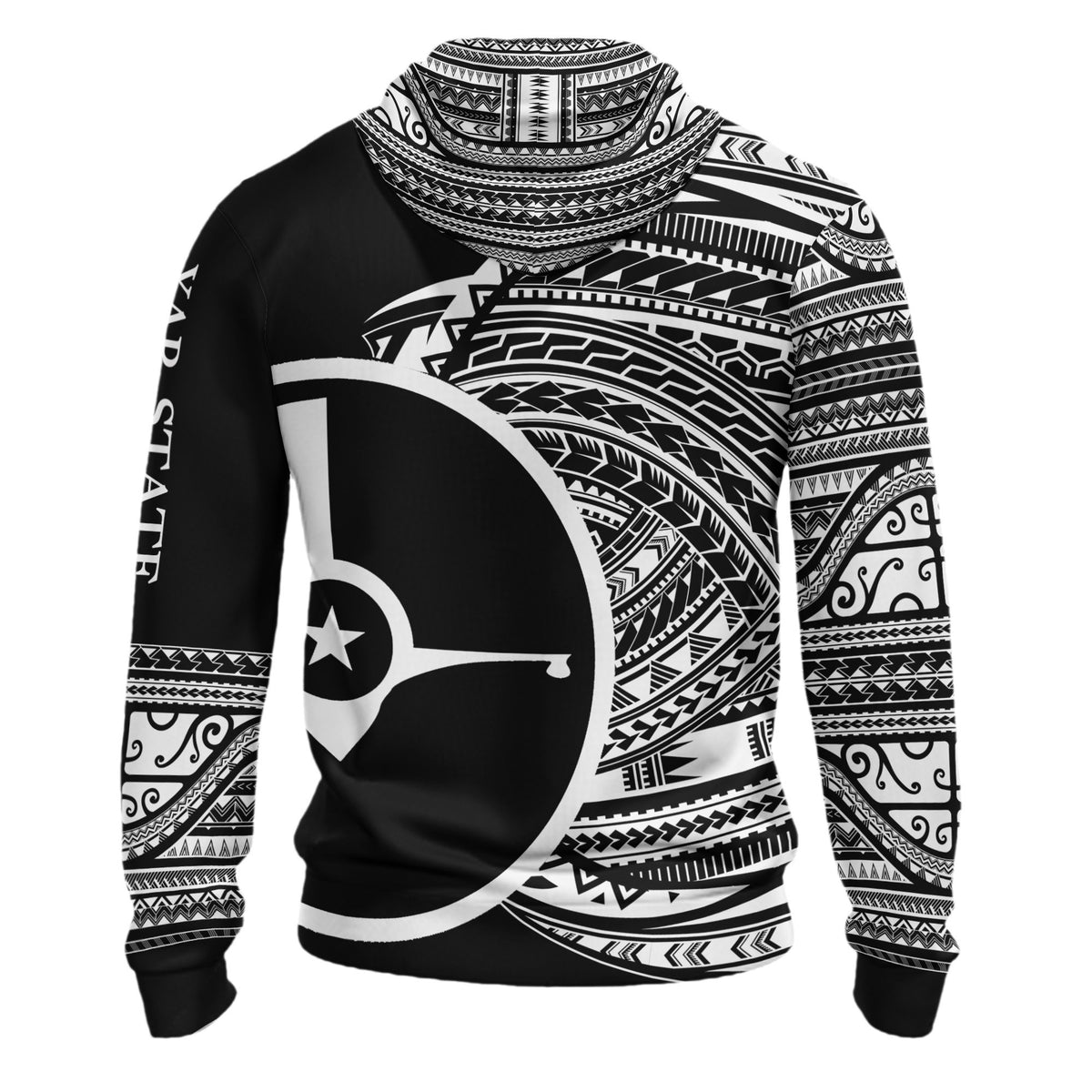 Yap Hoodie Micronesia White Patterns With Coat of Arms - Polynesian Pride