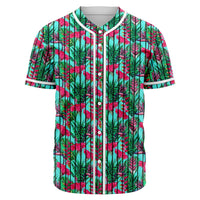 Tropical Strelitzia Blue Baseball Jersey Black - Polynesian Pride
