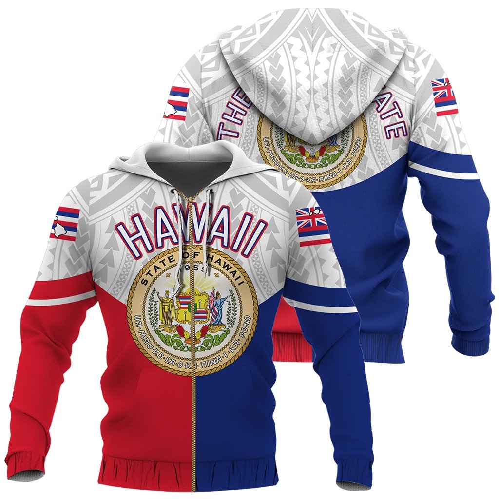 Hawaii Polynesian Zipper Hoodie Semicircle Style Unisex Art - Polynesian Pride