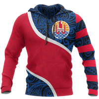 Tahiti Polynesian Custom Hoodie Ripple Style Unisex Red - Polynesian Pride