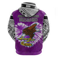 Custom American Samoa Hoodie Couple Polynesian Turtles Valentine HUSBand and WIFE Tie Dye Purple LT13 No Women - Polynesian Pride