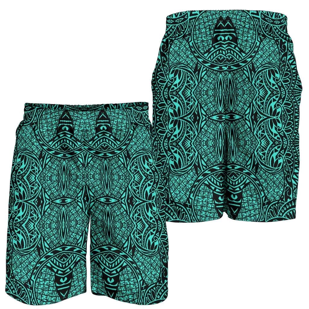 Polynesian Lauhala Mix Turquoise Men's Short Turquoise - Polynesian Pride