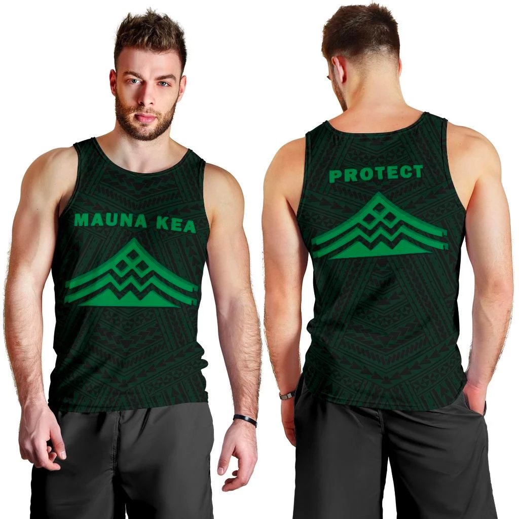 Hawaii Mauna Kea Polynesian Men's Tank Top Green Green - Polynesian Pride