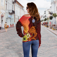 Northern Mariana Islands Custom Personalised Women's Off Shoulder Sweater - Tribal Tuna Fish - Polynesian Pride