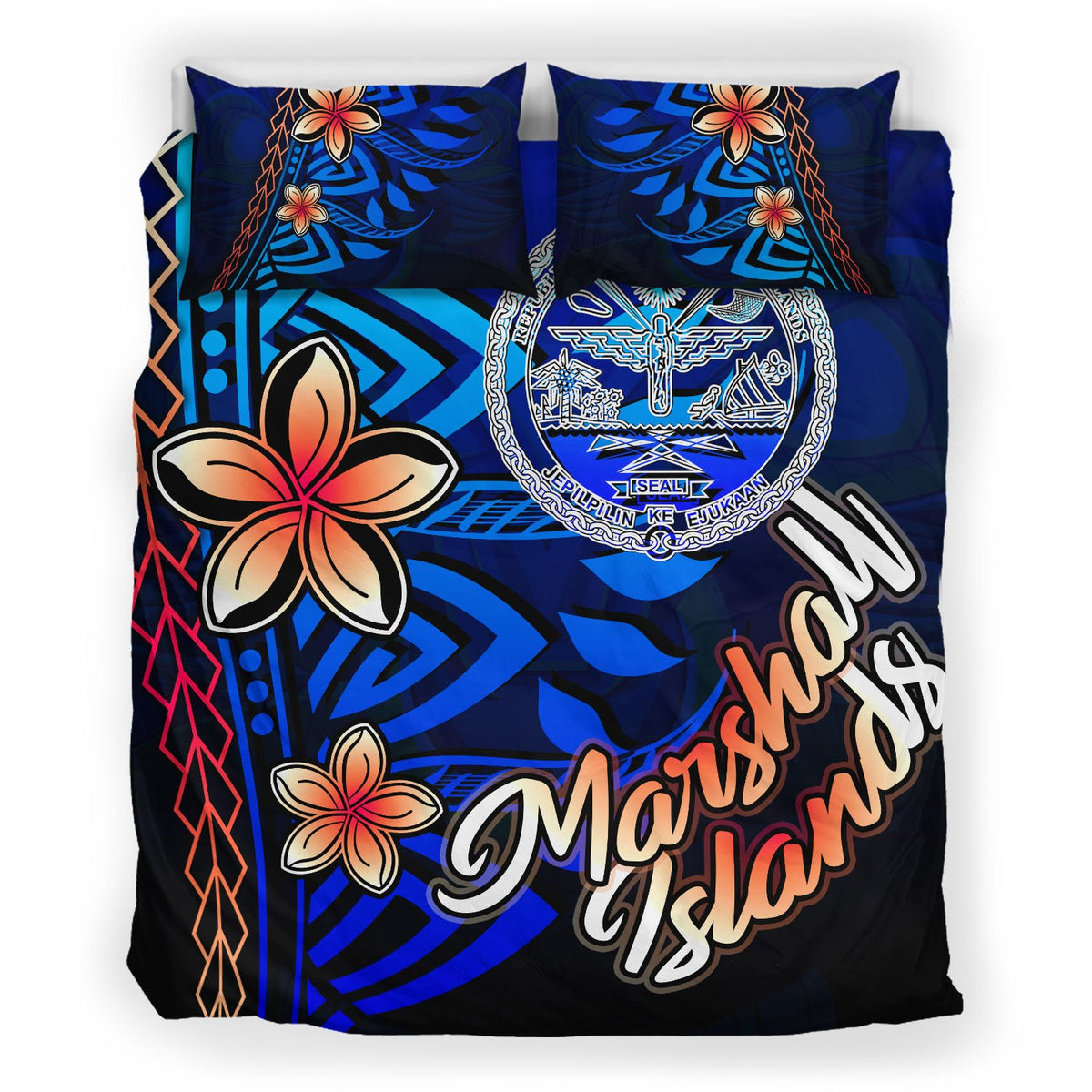 Marshall Islands Bedding Set - Vintage Tribal Mountain Crest - Polynesian Pride