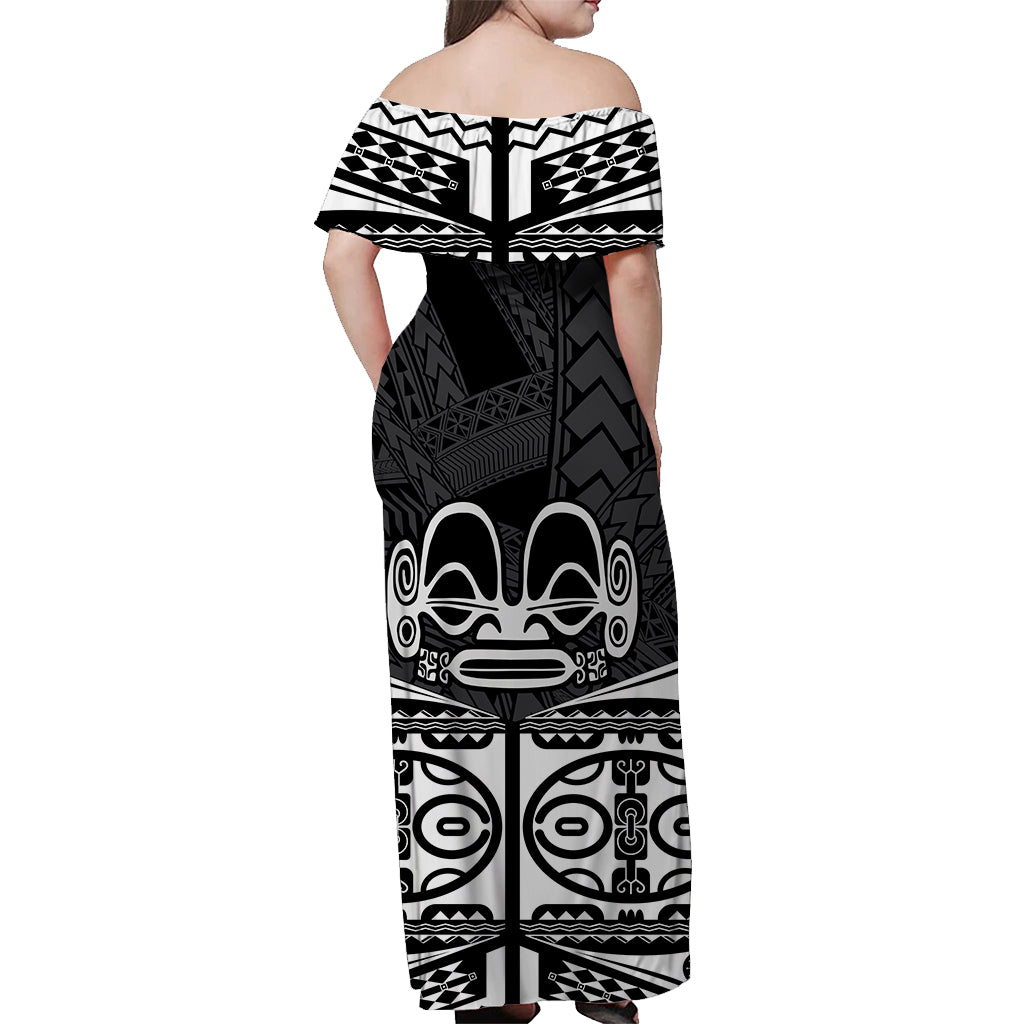 Marquesas Islands Off Shoulder Long Dress Tiki Style Black LT13 - Polynesian Pride