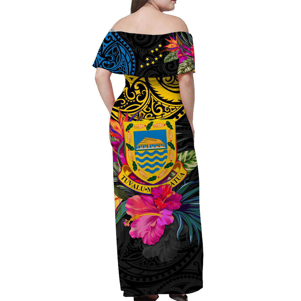 Tuvalu Off Shoulder Long Dress Alluring Polynesia and Tropical Flowers LT13 - Polynesian Pride