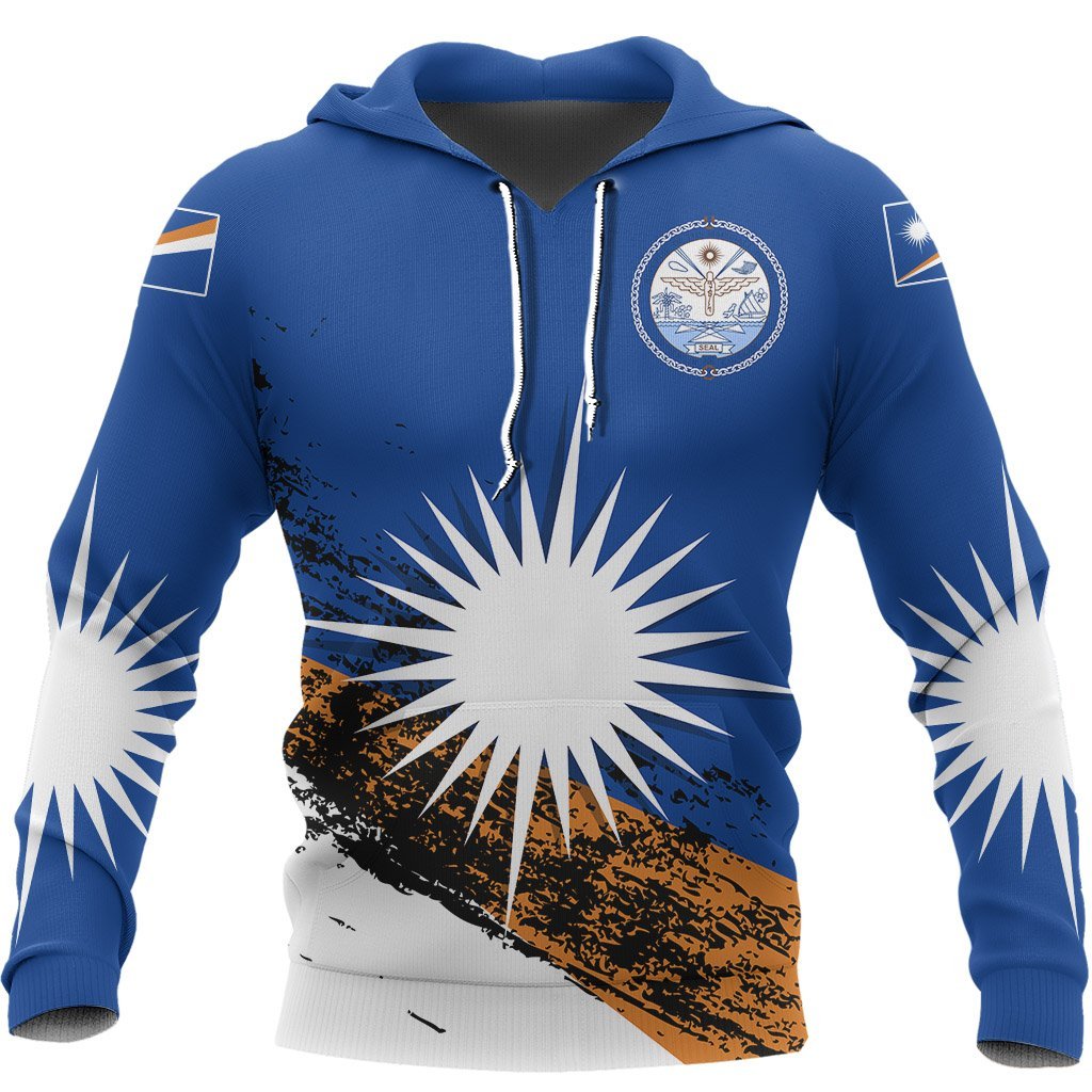 Marshall Islands Hoodie Marshall Islands Flag Seal Special Unisex Blue - Polynesian Pride