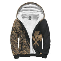 Kanaka Hawaii Map Gold Polynesian Sherpa Hoodie - Circle Style AH Gold - Polynesian Pride