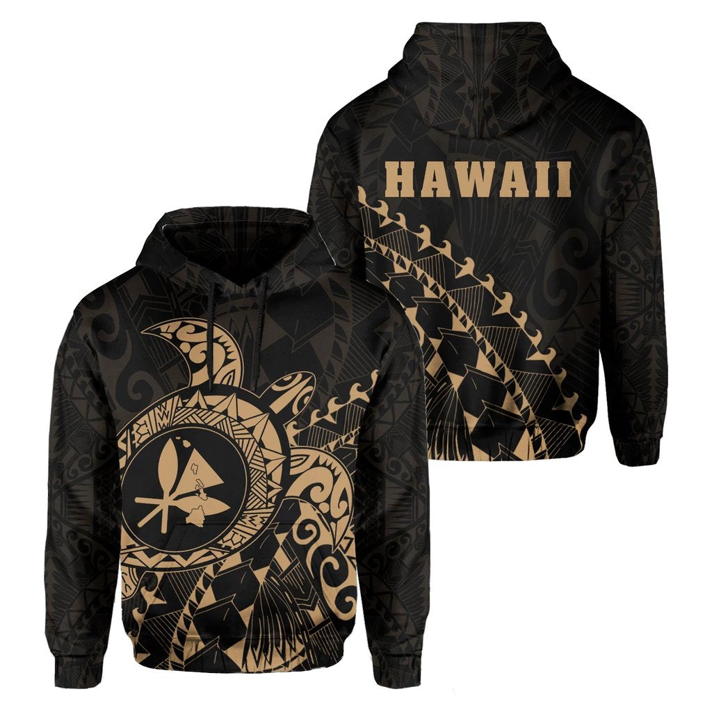 Kanaka Map Hoodie (Gold) Turtle Style Unisex White - Polynesian Pride