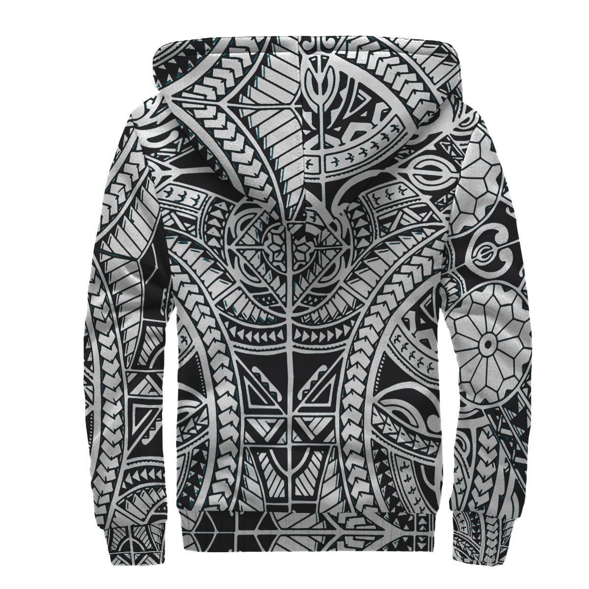 Polynesian Patterns Sherpa Hoodie - Black White Style - Polynesian Pride