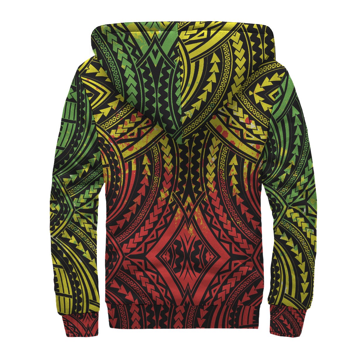 Polynesian Patterns Sherpa Hoodie - Reggae Color Style - Polynesian Pride