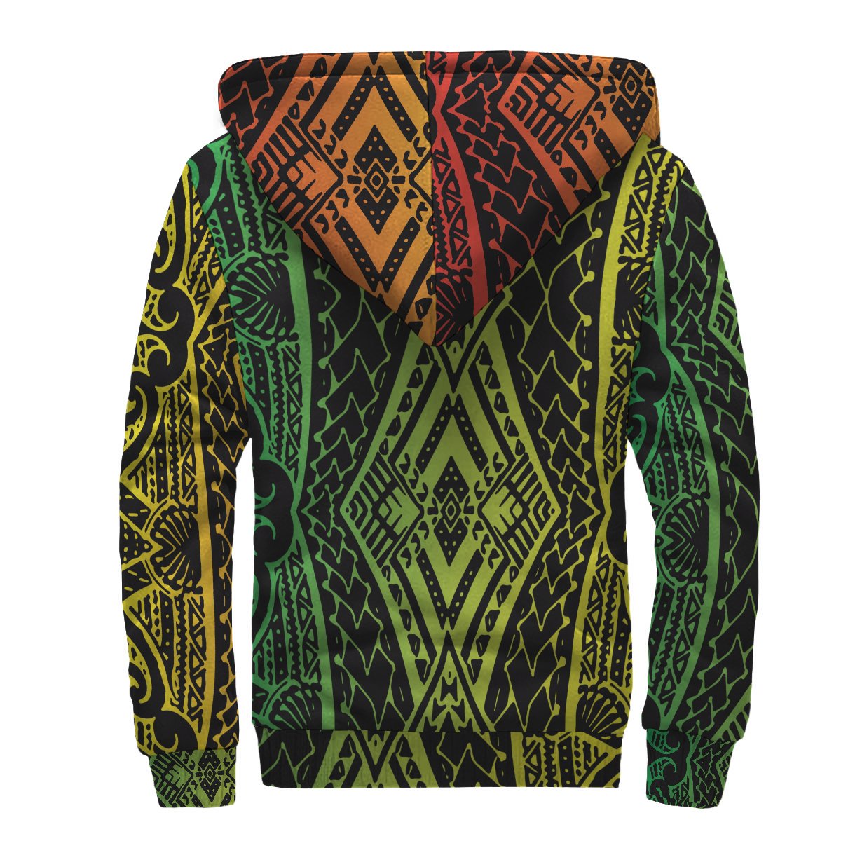 Polynesian Patterns Sherpa Hoodie - Reggae Color Style 01 - Polynesian Pride
