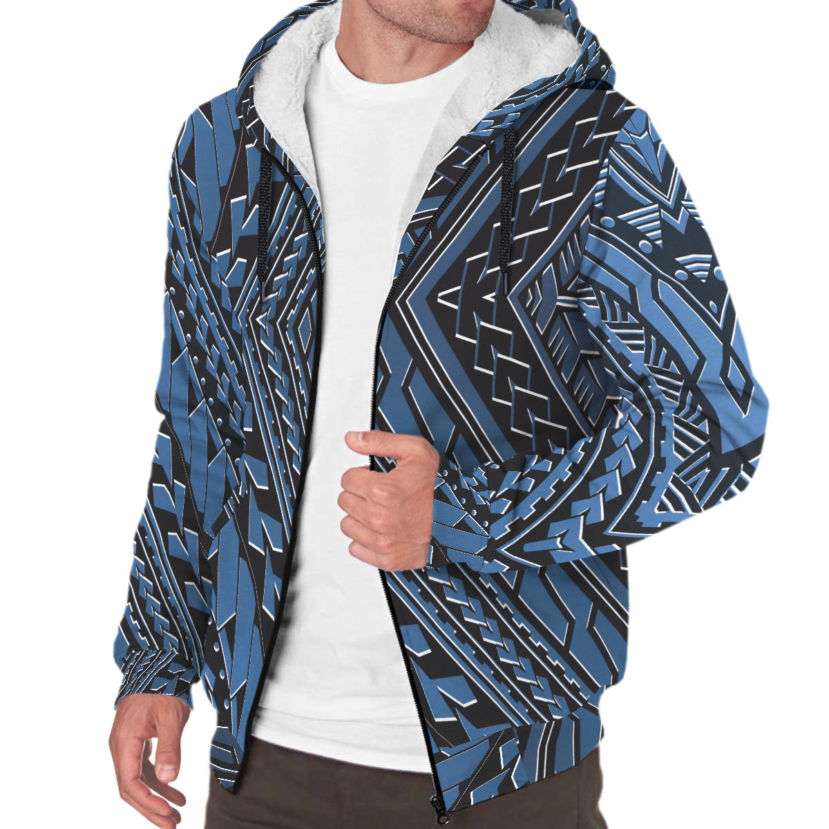 Polynesian Patterns Sherpa Hoodie 08 White - Polynesian Pride