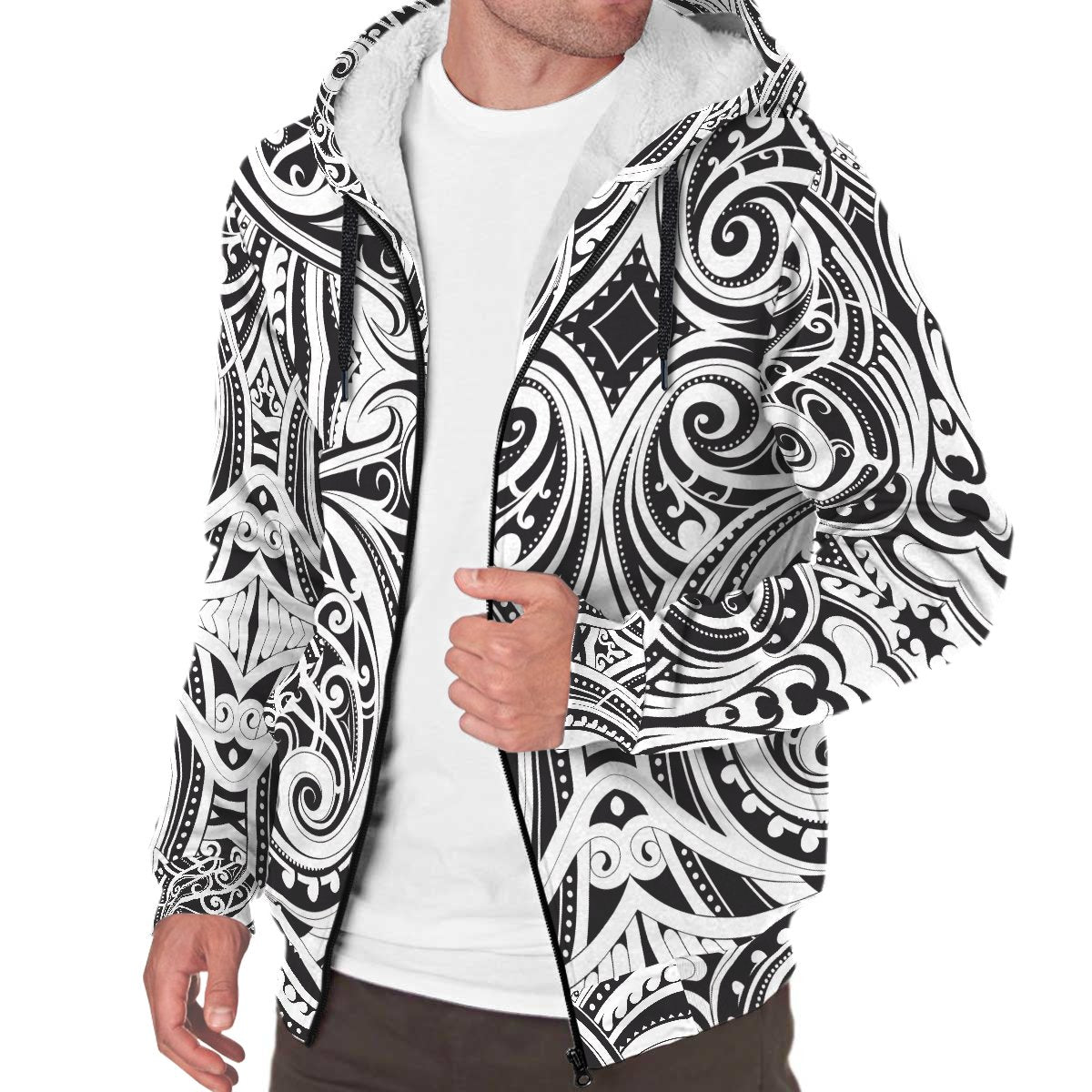 Polynesian Patterns Sherpa Hoodie 09 White - Polynesian Pride