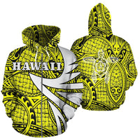 Hawaii Turtle Polynesian Zip up Hoodie Warrior Style Unisex Yellow - Polynesian Pride