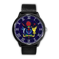 Cook Islands Coat Of Arms Black Watch Black Metal Mesh Stainless Steel Band - Polynesian Pride