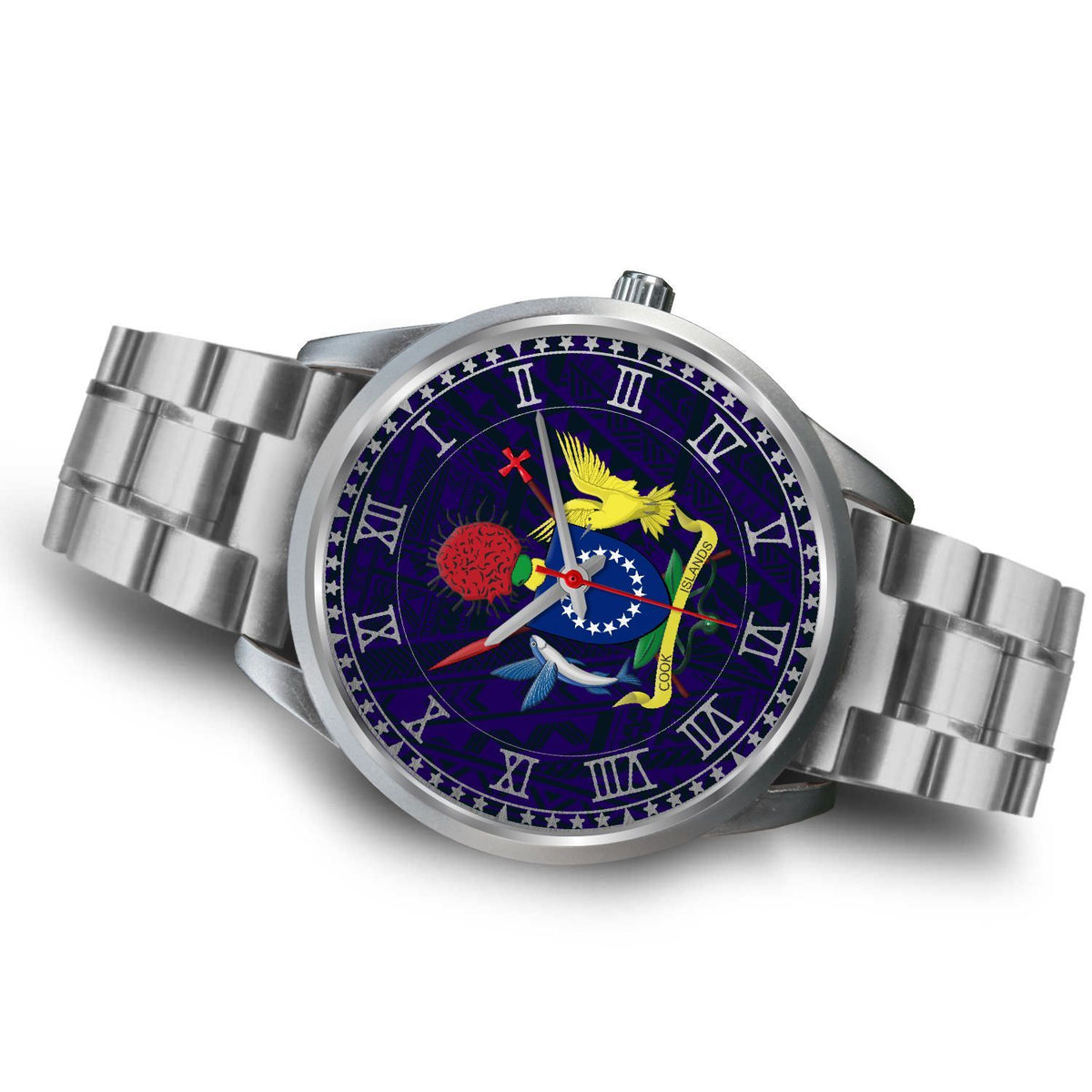 Cook Islands Coat Of Arms Silver Watch - Polynesian Pride