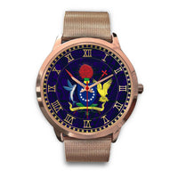 Cook Islands Coat Of Arms Rose Gold Watch Rose Gold Metal Mesh Gold - Polynesian Pride