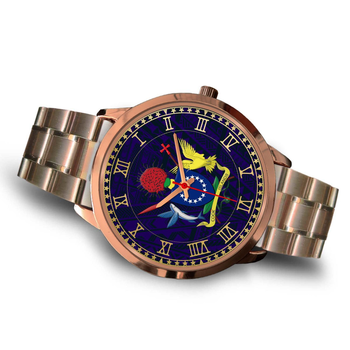 Cook Islands Coat Of Arms Rose Gold Watch - Polynesian Pride