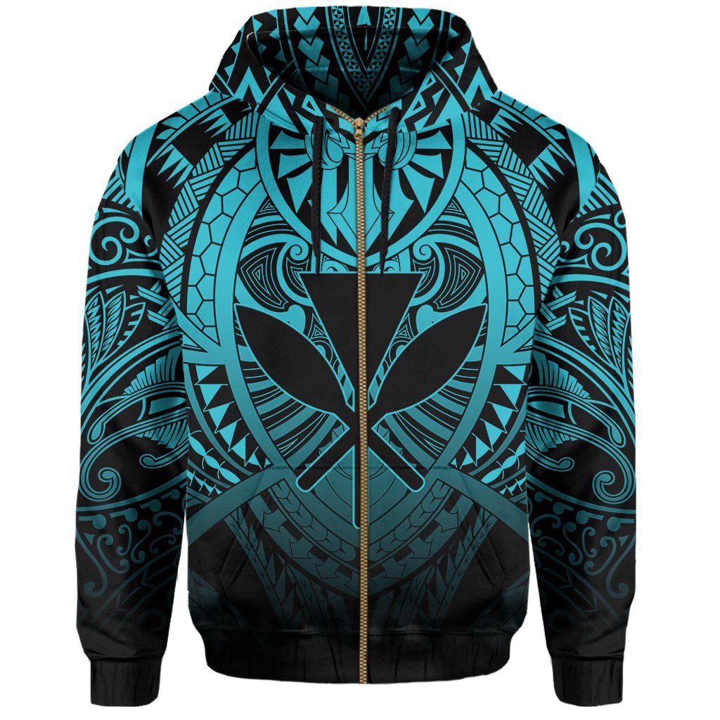 Hawaii Maka Polynesian Kanaka Maoli Zip Hoodie Heaven Style Blue - Polynesian Pride