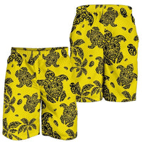 Polynesian Turtle Palm And Sea Pebbles Yellow Men's Short Men's Shorts Yellow - Polynesian Pride