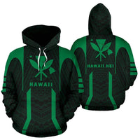 Hawaii Kanaka Polynesian Hoodie Green Unisex Black - Polynesian Pride