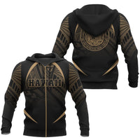 Hawaii Polynesian Zipper Hoodie Gold The Face Style Unisex Gold - Polynesian Pride