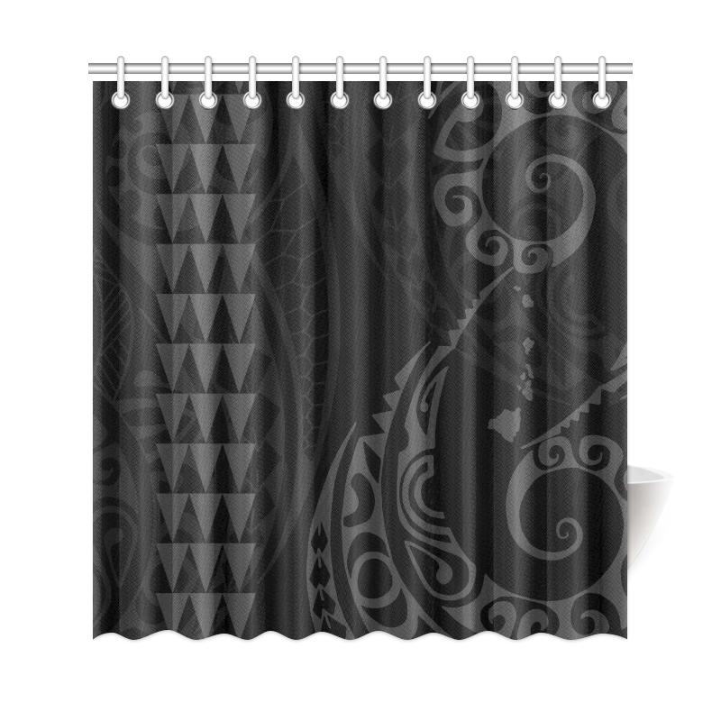 Hawaii Kakau Gray Polynesian Shower Curtain - Polynesian Pride