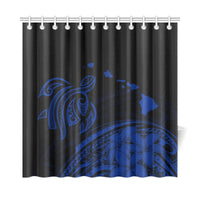 Hawaii Map Plumeria Polynesian Blue Turtle Shower Curtain - Polynesian Pride