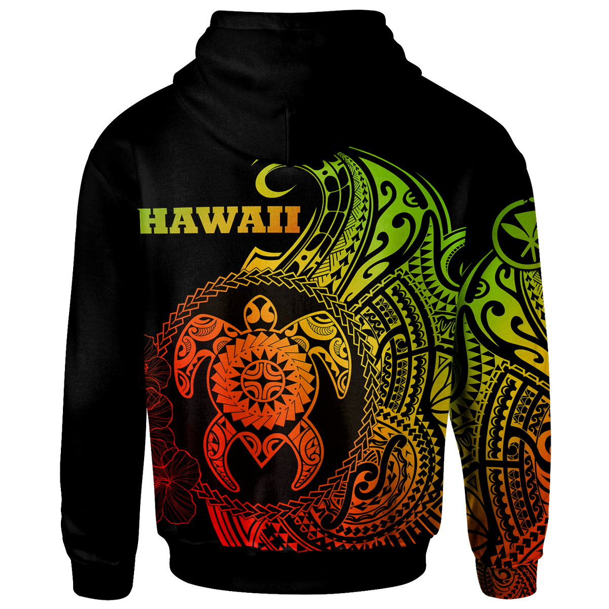 Hawaii Polynesian Zip up Hoodie Vintage Polynesian Turtle (Reggae) - Polynesian Pride