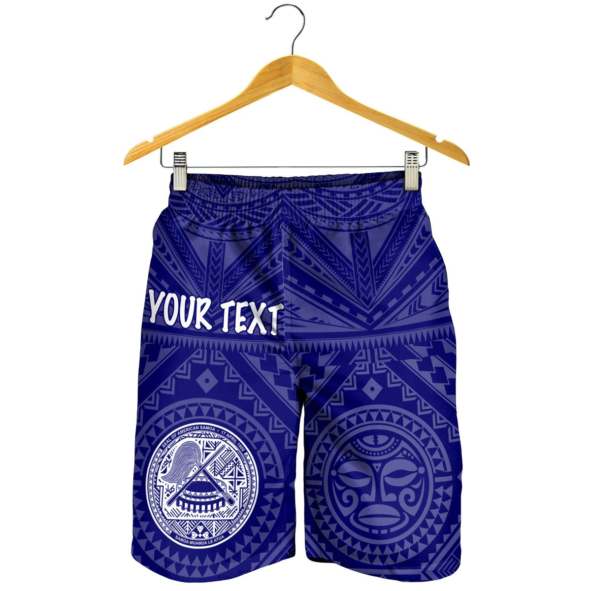 American Samoa Personalised Men's Short - Seal In Polynesian Tattoo Style ( Blue) - Polynesian Pride