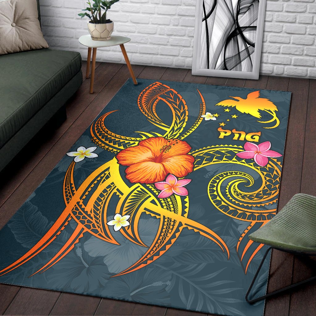 Papua New Guinea Polynesian Area Rug - Legend of Papua New Guinea (Blue) - Polynesian Pride