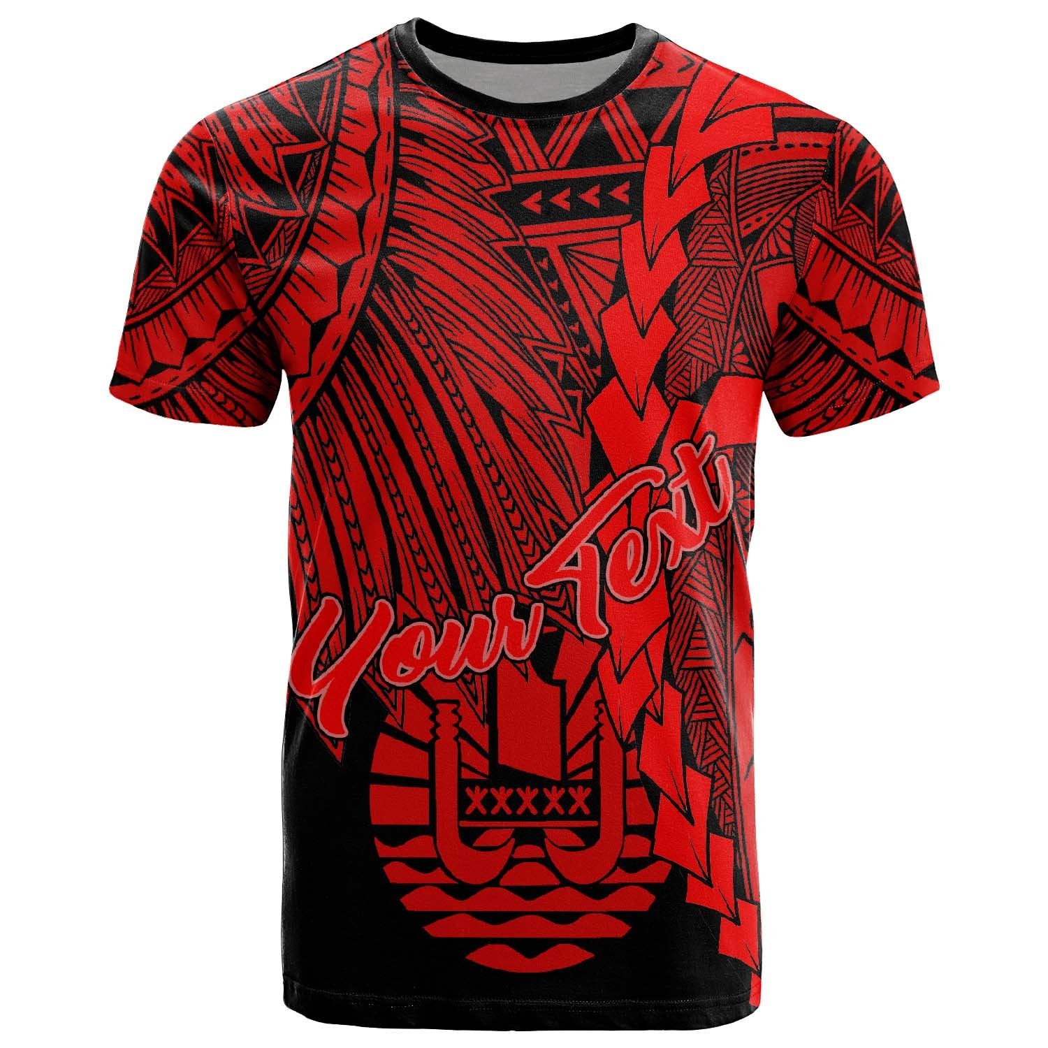 Tahiti Polynesian Custom T Shirt Tribal Wave Tattoo Red Unisex Red - Polynesian Pride