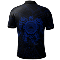American Samoa Polynesian Polo Shirt Vintage Polynesian Turtle (Blue) - Polynesian Pride