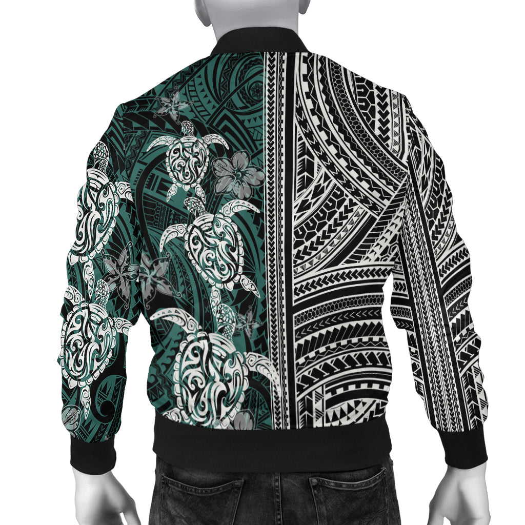 Polynesian Bomber Jacket - Turtle With Ethnic Motives And Floral Elements - LT20 - Polynesian Pride