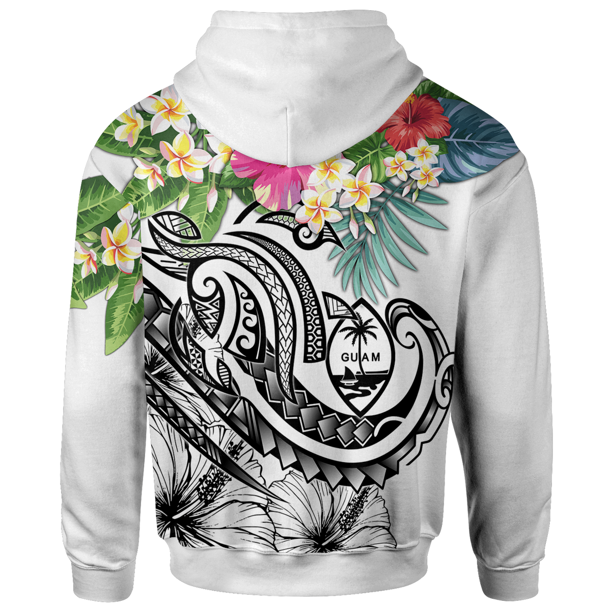 Guam Polynesian Hoodie Summer Plumeria (White) - Polynesian Pride