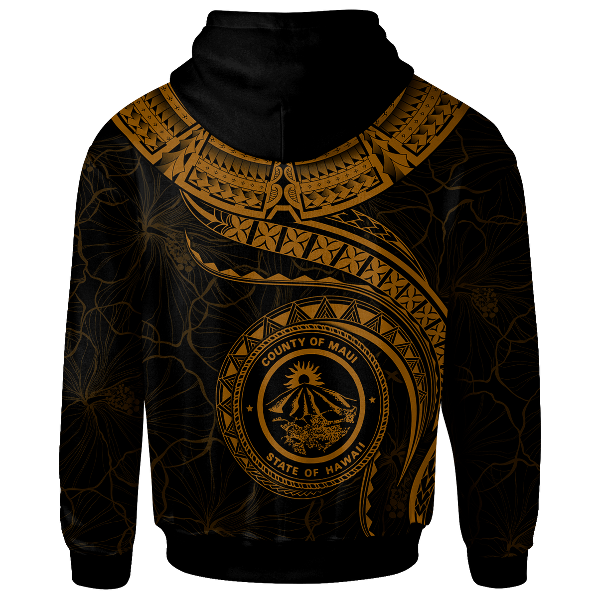 Polynesian Hawaii Hoodie Maui Polynesian Waves (Golden) - Polynesian Pride