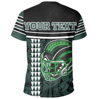 Custom Hawaii Kakau Polynesian Warrior Football T shirt AH Rainbow Style - Polynesian Pride