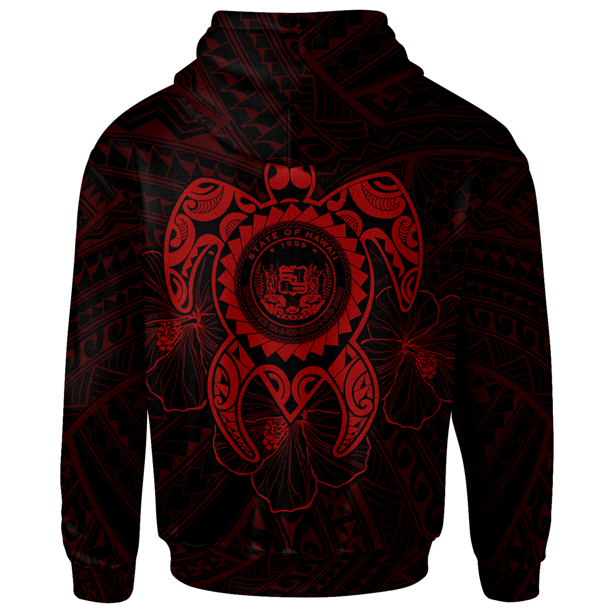 Hawaii Polynesian Zip up Hoodie Vintage Polynesian Turtle (Red) - Polynesian Pride