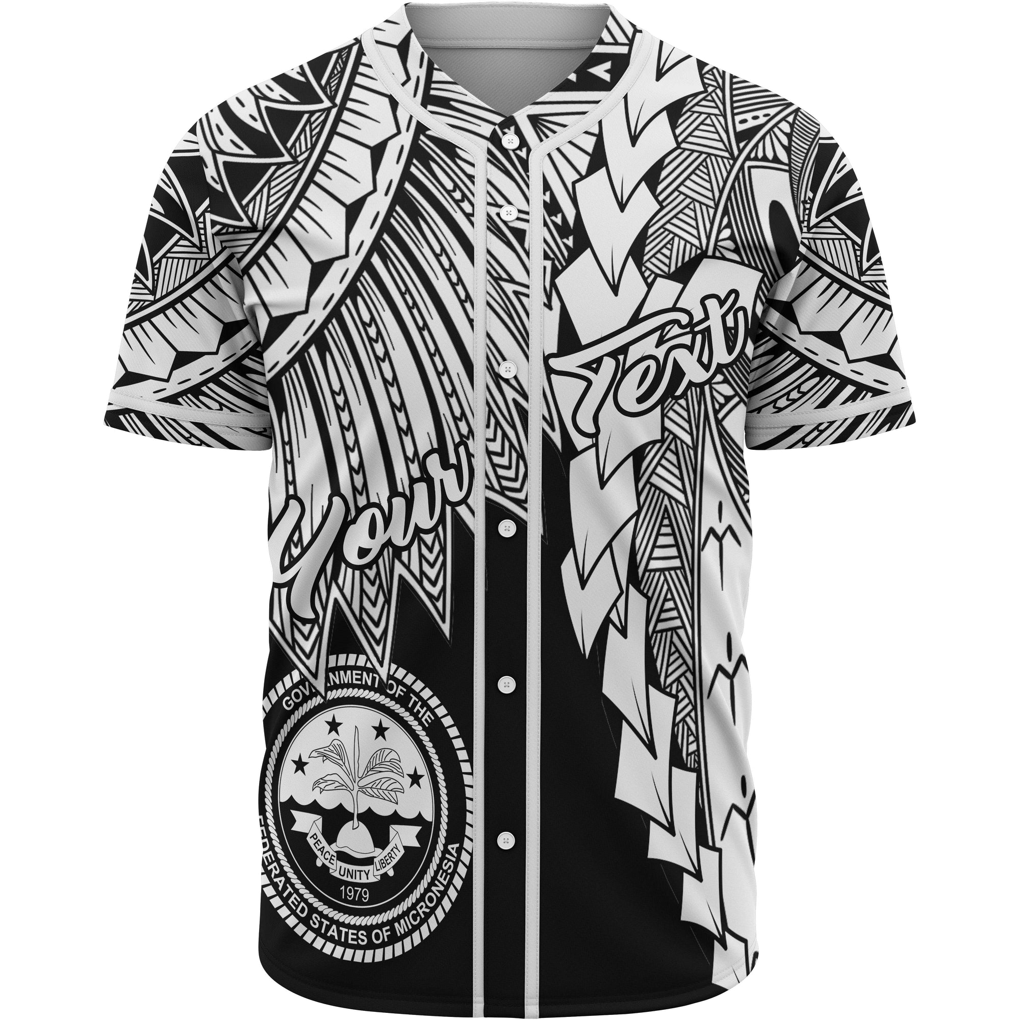 Federated States Of Micronesia Polynesian Custom Personalised Baseball Shirt - Tribal Wave Tattoo White Unisex White - Polynesian Pride