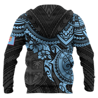 Fiji Polynesian Hoodie (Zip up) Blue Turtle - Polynesian Pride
