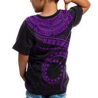 Cook Islands Polynesian T Shirt Cook Islands Waves (Purple) - Polynesian Pride