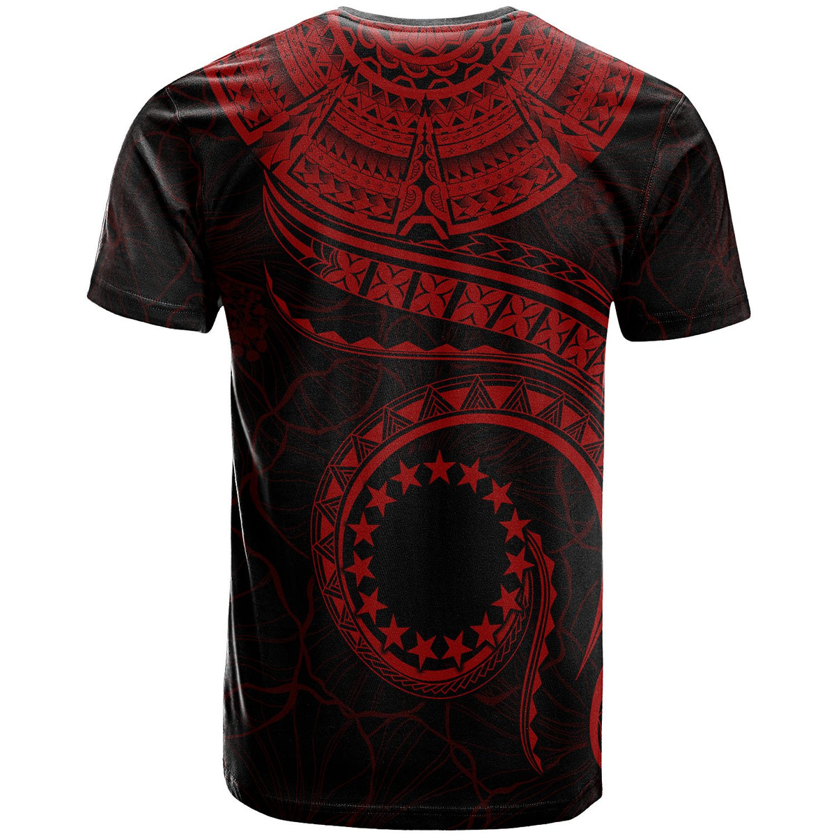 Cook Islands Custom T Shirt Polynesian Waves (Red) - Polynesian Pride