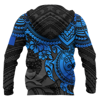Pohnpei Polynesian Zip Hoodie Polynesian Blue Turtle - Polynesian Pride