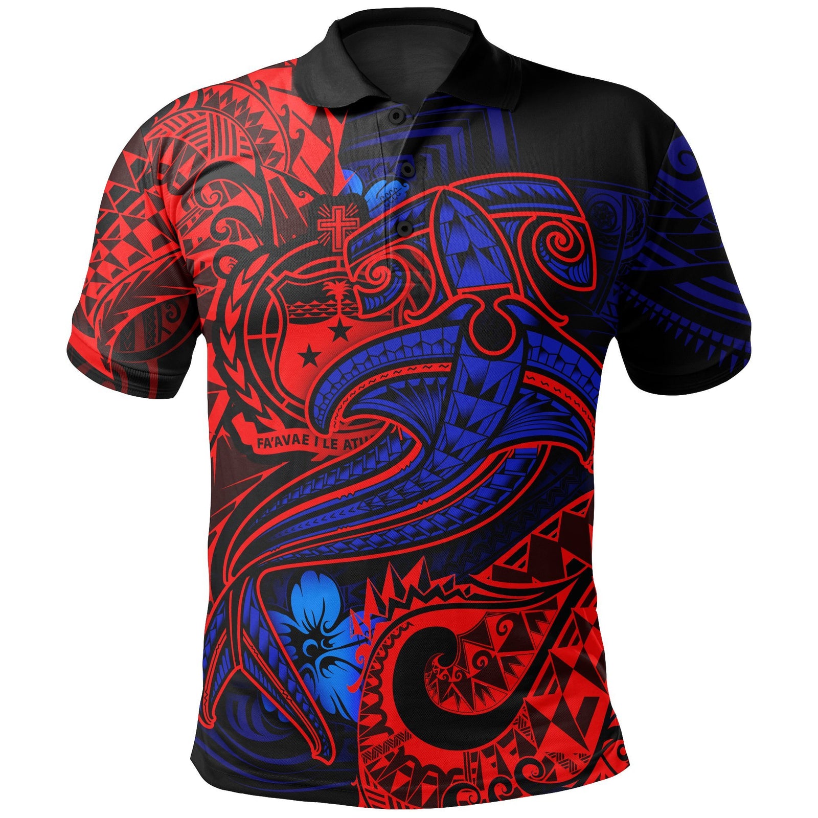 Samoa Polo Shirt Blue Shark Polynesian Tattoo Unisex Blue - Polynesian Pride