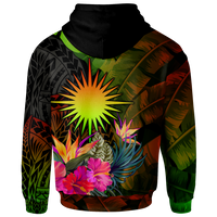 Marshall Islands Polynesian Custom Hoodie Hibiscus and Banana Leaves - Polynesian Pride