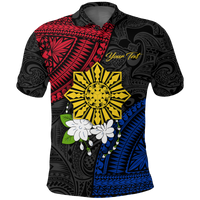 Custom Philippines Sampaguita Filipino Sun Polo Shirt LT12 Unisex Black - Polynesian Pride