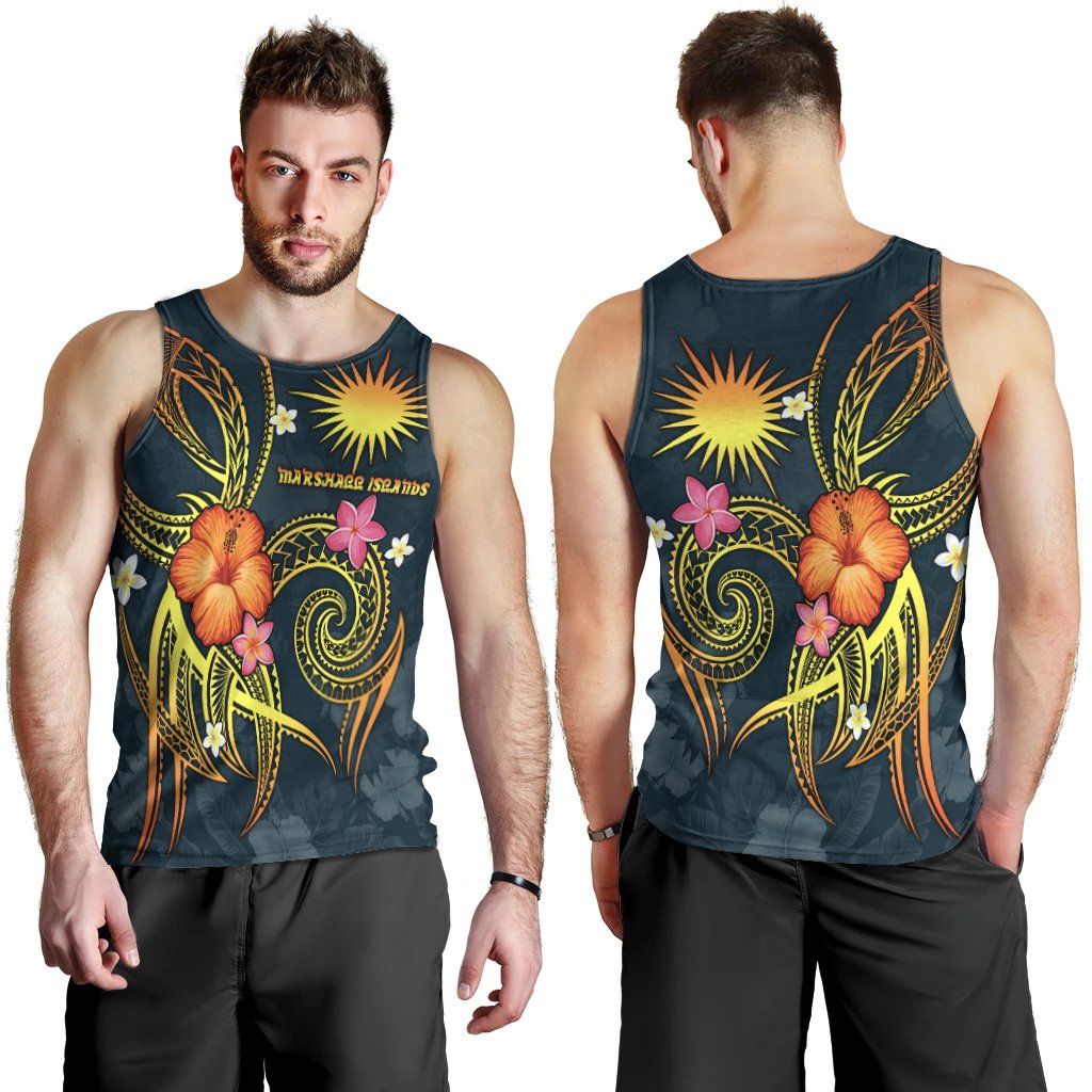 Marshall Islands Polynesian Men's Tank Top - Legend of Marshall Islands (Blue) - Polynesian Pride